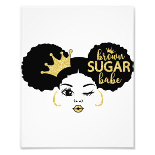 Impression Photo Babe Brown Sugar en noir et or
