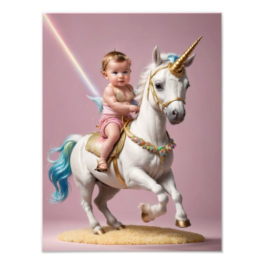Impression Photo Baby Riding A Unicorn (Devant)