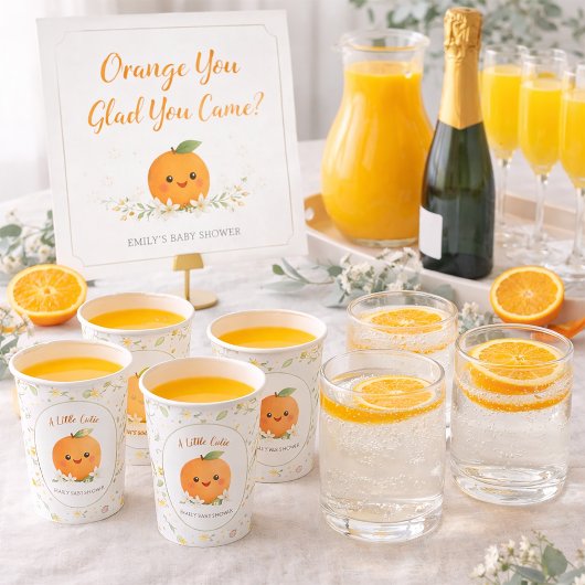 Impression Photo Baby Shower A Little Cutie Orange