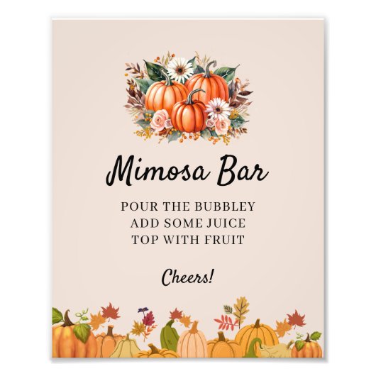 Impression Photo Baby shower Boho Citrouille Automne Mimosa Bar (Devant)