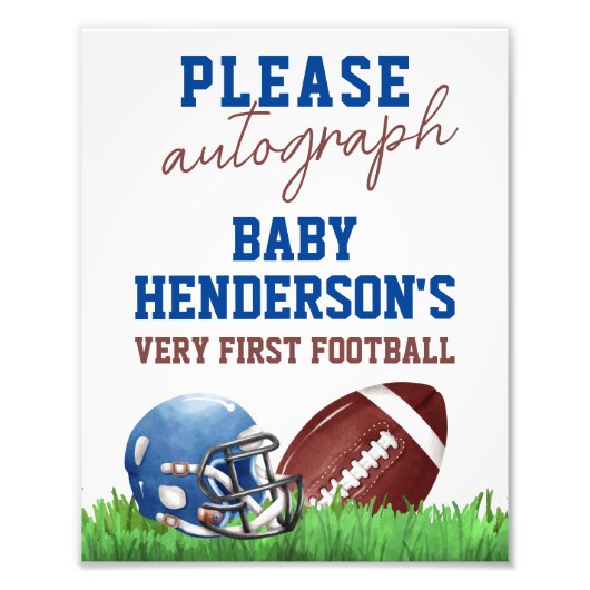 Impression Photo Baby shower De Football S'Il Vous Plaît Autographi (Devant)