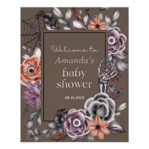 Impression Photo Baby shower d'Halloween, Affiche de bienvenue Éffr