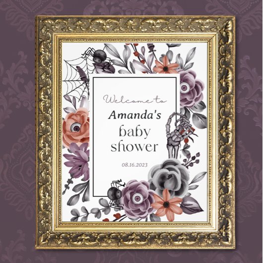 Impression Photo Baby shower d'Halloween, Affiche de bienvenue Éffr