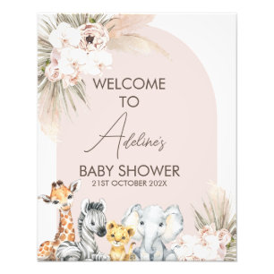 Impression Photo Baby shower rose Arch Safari Wild One Affiche de b