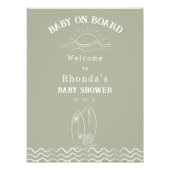 Impression Photo Baby shower vert neutre à bord pour bébé Bienvenue (Devant)