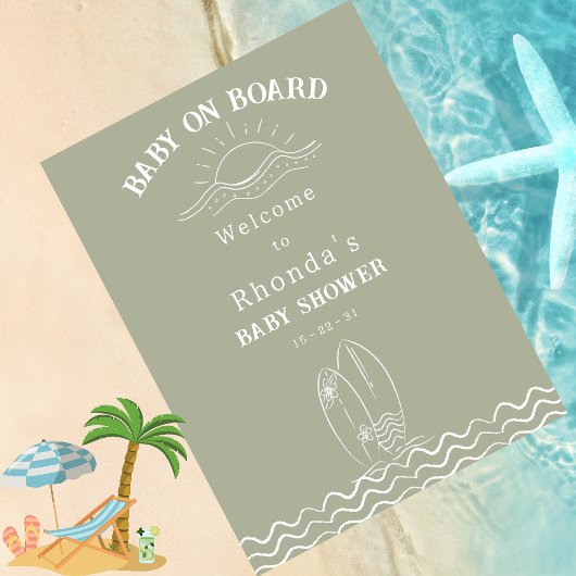 Impression Photo Baby shower vert neutre à bord pour bébé Bienvenue