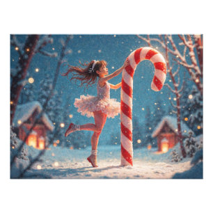Impression Photo Ballerina Anime Fille et Sucre de canne Noël
