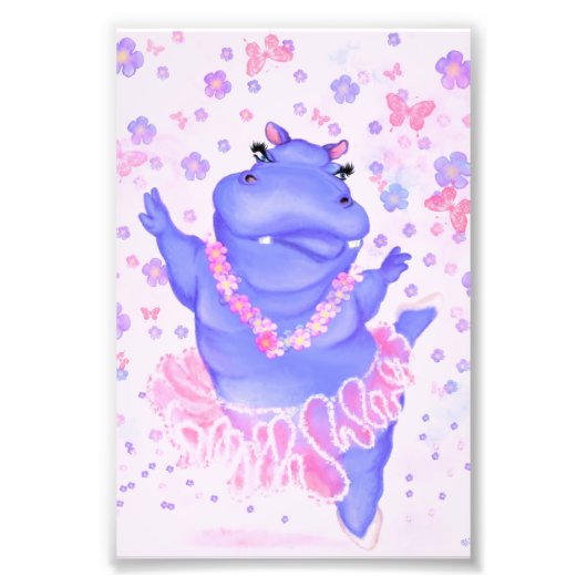 Impression Photo Ballerina Hippo Ballet Dancer Funky Papier Imprimé (Devant)