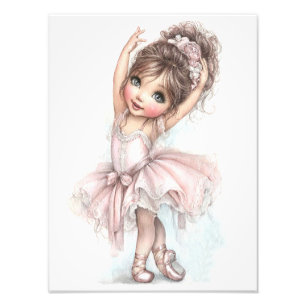 Impression Photo Ballerine Chaussons en Satin Rose Tutu en Rose Aqu