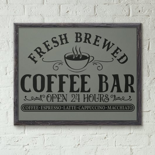 Impression Photo Bar à café rustique d'antiquité noir et gris