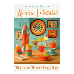 Impression Photo Bar à petit-déjeuner Martini rétro-futuriste atomi