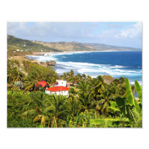 Impression Photo Barbade, océan, plage, montagnes, surf, tropical