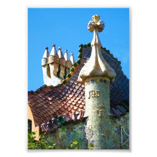 Impression Photo Barcelone, détail de l'architecture Gaudi (Devant)