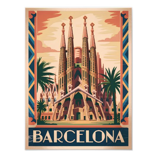 Impression Photo Barcelone Espagne vintage (Devant)