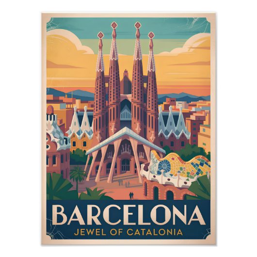 Impression Photo Barcelone Espagne vintage (Devant)