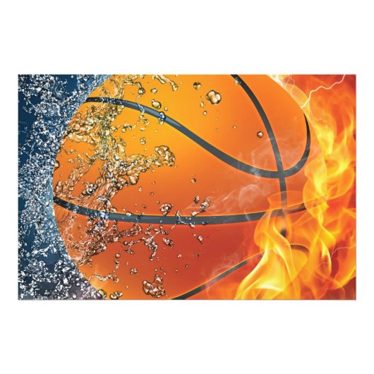 Impression Photo Basket-ball en feu (Devant)