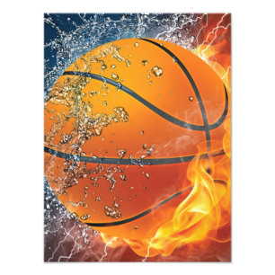 Impression Photo basket-ball enflammé