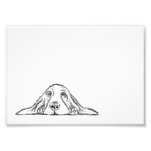 Impression Photo basset hound noir blanc yeux de chiot simple 