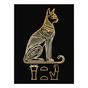 Impression Photo Bastet, déesse féline égyptienne. Nom en hiéroglyp