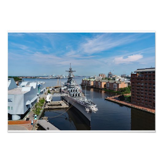Impression Photo Bataillon USS Wisconsin BB-64 Vue du port (Devant)