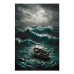 Impression Photo Bateau abandonné dans Stormy Waters Ocean Art