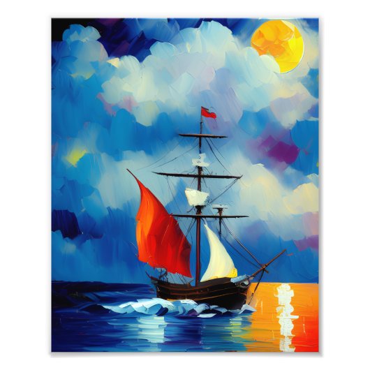 Impression Photo Bateau dans la nuit (Devant)