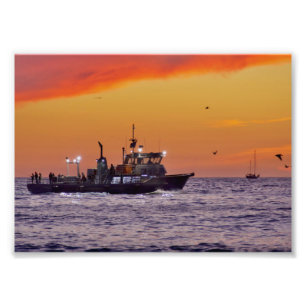 Impression Photo Bateau de pêche au coucher du soleil - Venice Beac