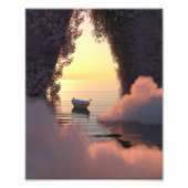 Impression Photo Bateau flottant sur l'océan au coucher du soleil (Devant)