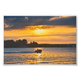 Impression Photo Bateau sur le lac Wabaunsee au coucher du soleil, 