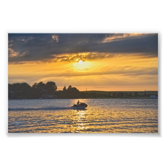 Impression Photo Bateau sur le lac Wabaunsee au coucher du soleil, (Devant)