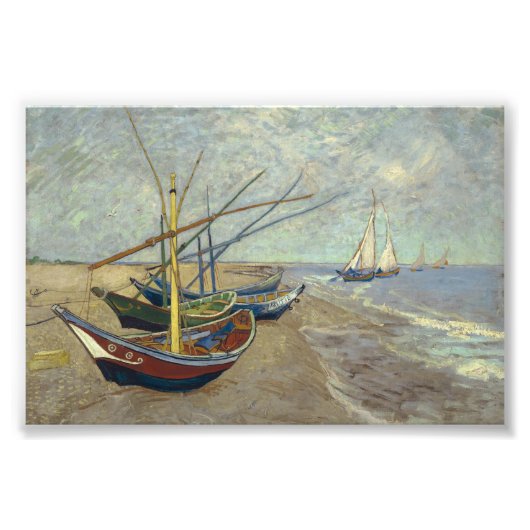 Impression Photo Bateaux de pêche sur la plage (Devant)