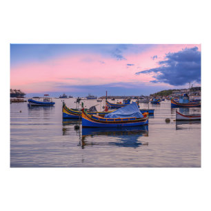 Impression Photo Bateaux maltais traditionnels à Marsaxlokk