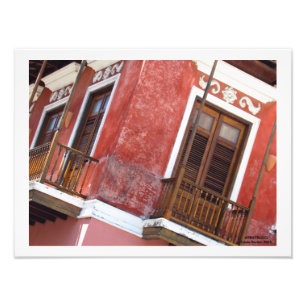 Impression Photo Bâtiment rouge dans le Vieux San Juan Porto Rico