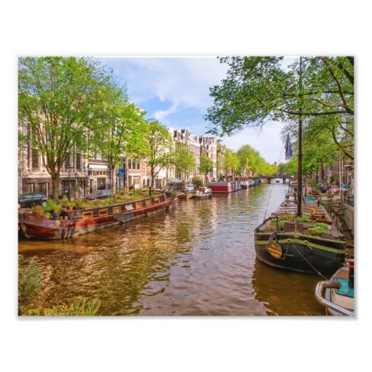 Impression Photo Bâtiments et canal à Amsterdam, Pays-Bas (Devant)
