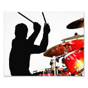 Impression Photo Bâtons de batteur dans fûts d'ombre d'air de vra