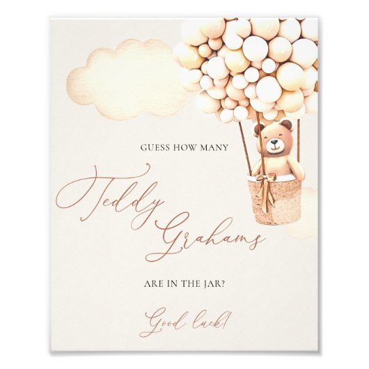 Impression Photo Bear Balloons Devinez Combien De Grahams - Signe (Devant)