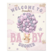 Impression Photo Bear Balloons fille Baby shower rose Affiche de bi (Devant)