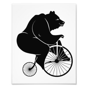 Impression Photo Bear équitation un Penny Farthing Vintage