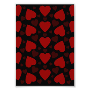 Impression Photo Beau coeur rouge motif sur noir
