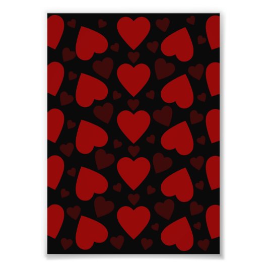 Impression Photo Beau coeur rouge motif sur noir (Devant)