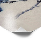 Impression Photo Beau Dusty Blue Grey Birds sur une branche (Coin)