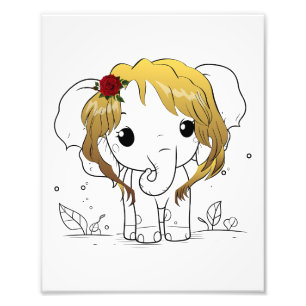 Impression Photo Beau éléphant femelle aux cheveux jaunes