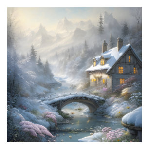 Impression Photo Beau paysage moderne d'hiver de neige