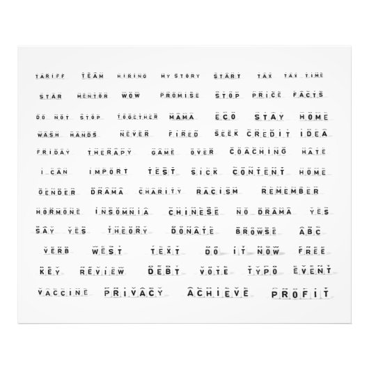 Impression Photo Beaucoup de mots sur les cubes (Devant)