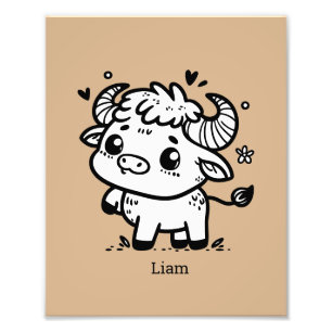 Impression Photo Bébé Buffle Fluffy - Animal de Ferme Mignon