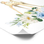 Impression Photo Bébé cerf, Animaux des bois, Boho, Fleurs bleues (Coin)