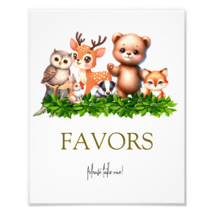 Impression Photo Bébé des animaux forestiers Signer Faveur
