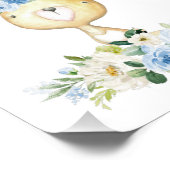 Impression Photo Bébé lapin, Animaux en bois, Boho, Fleurs bleues (Coin)