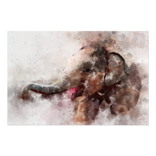 Impression Photo Bébé mignon, heureux et jouant Eléphant asiatique