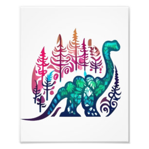 Impression Photo Bébé Stegosaurus Dinosaur Forêt colorée